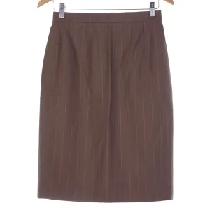 Burberrys Vintage Elizabeth Skirt Wool Coffee Pinstripe unworn with Tags UK Size 10