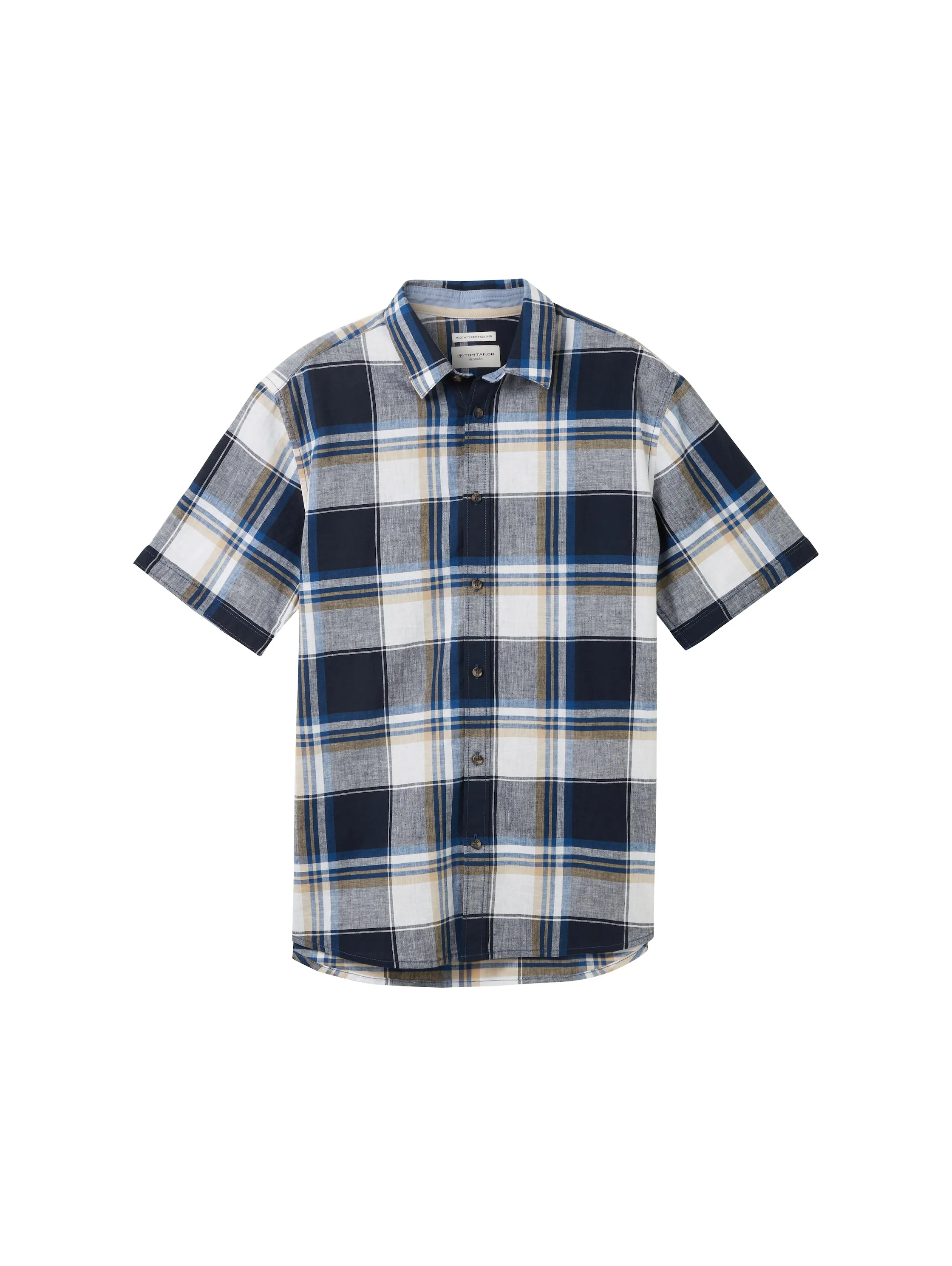 CHECKED COTTON LINEN SHIRT