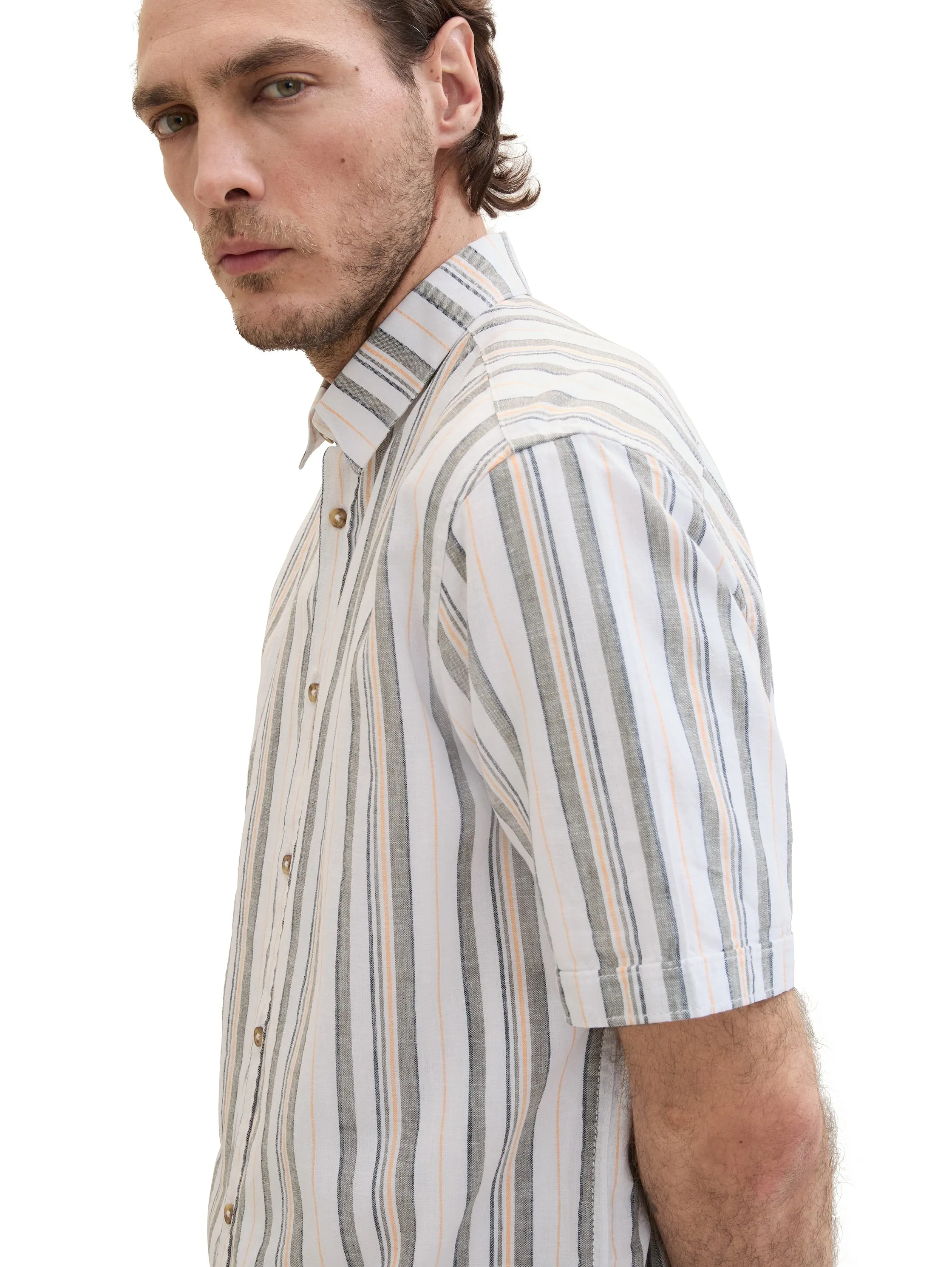 CHECKED COTTON LINEN SHIRT