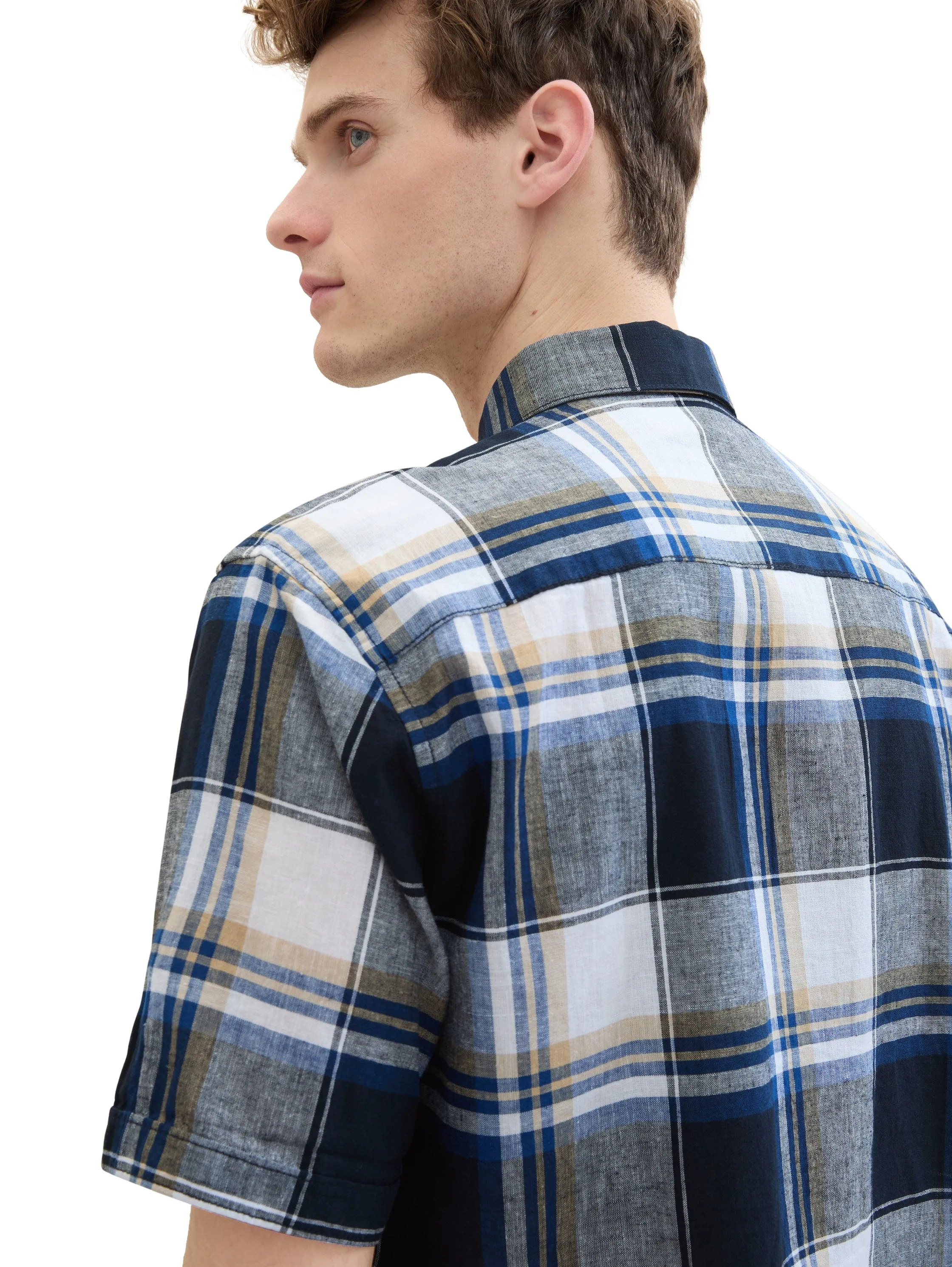 CHECKED COTTON LINEN SHIRT