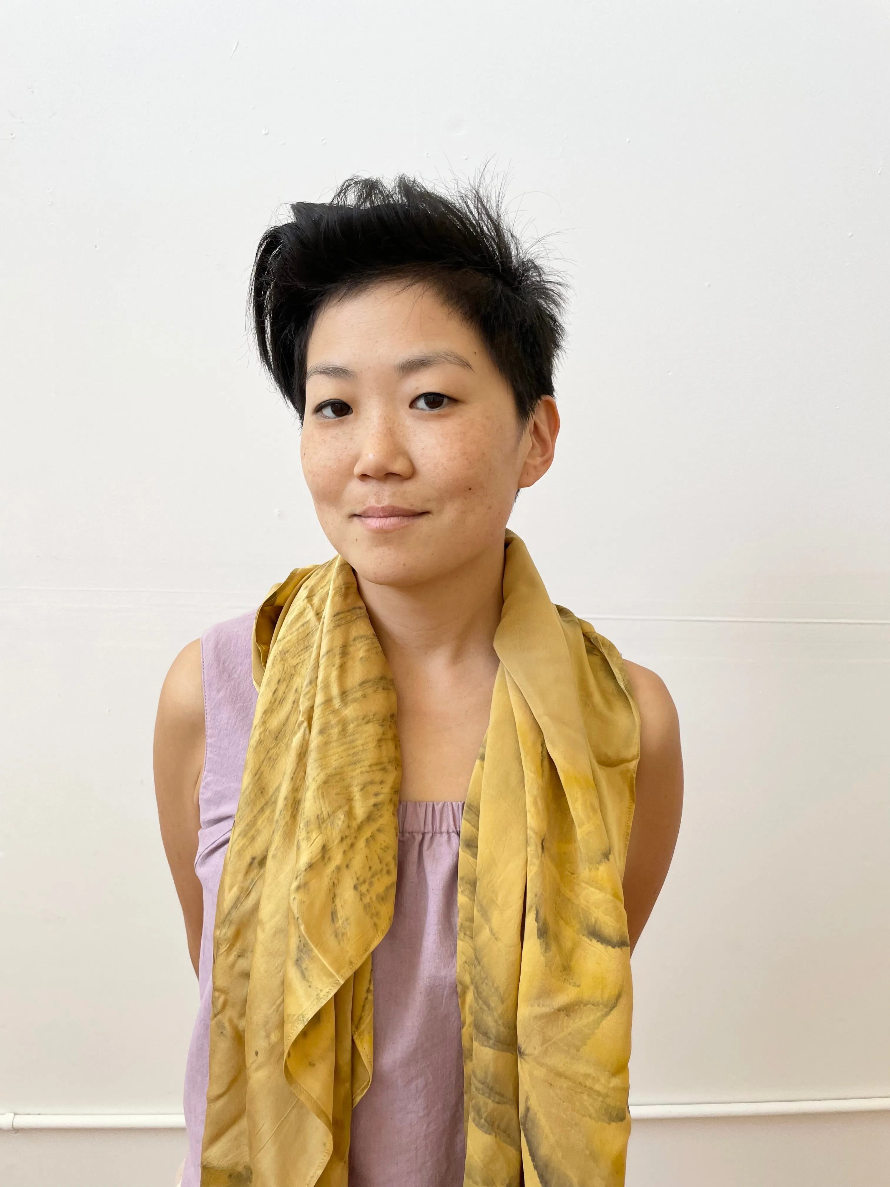 Ecoprinted Silk Scarf - Gold