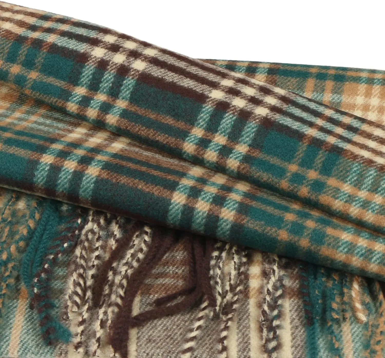 Herringbone Houndstooth Checked Pattern Cashmere Feel Classic Soft Luxurious Winter Scarf For Men Women