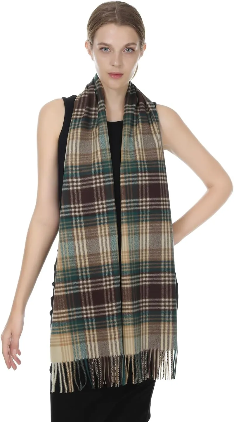 Herringbone Houndstooth Checked Pattern Cashmere Feel Classic Soft Luxurious Winter Scarf For Men Women