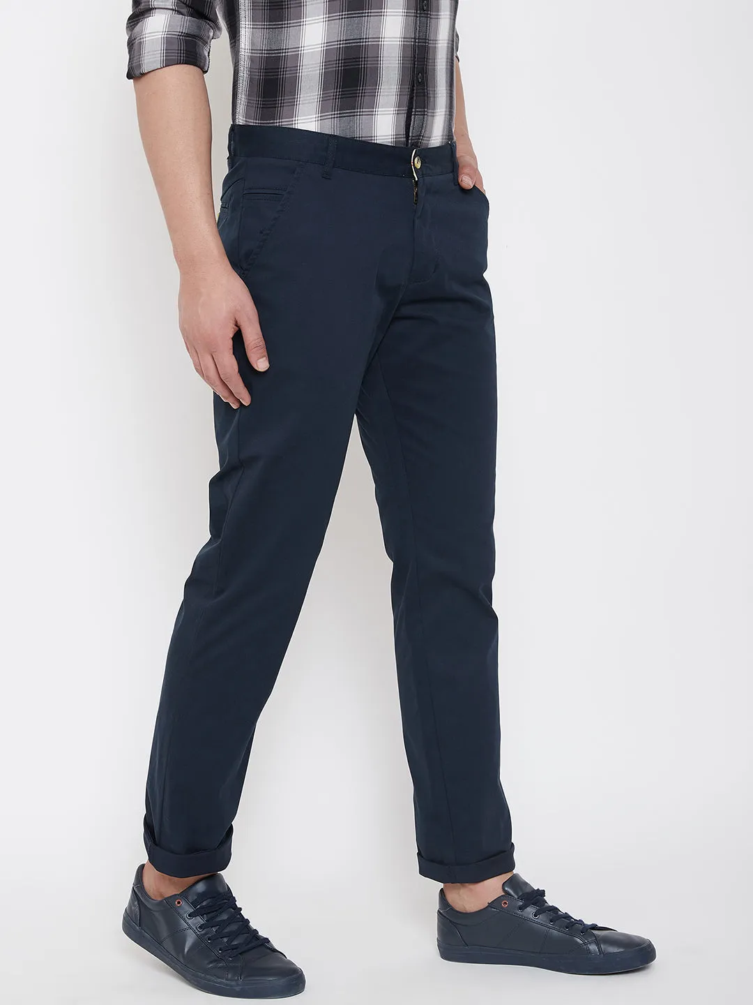 JUMP USA Men Navy Blue Casual Regular Fit Trousers