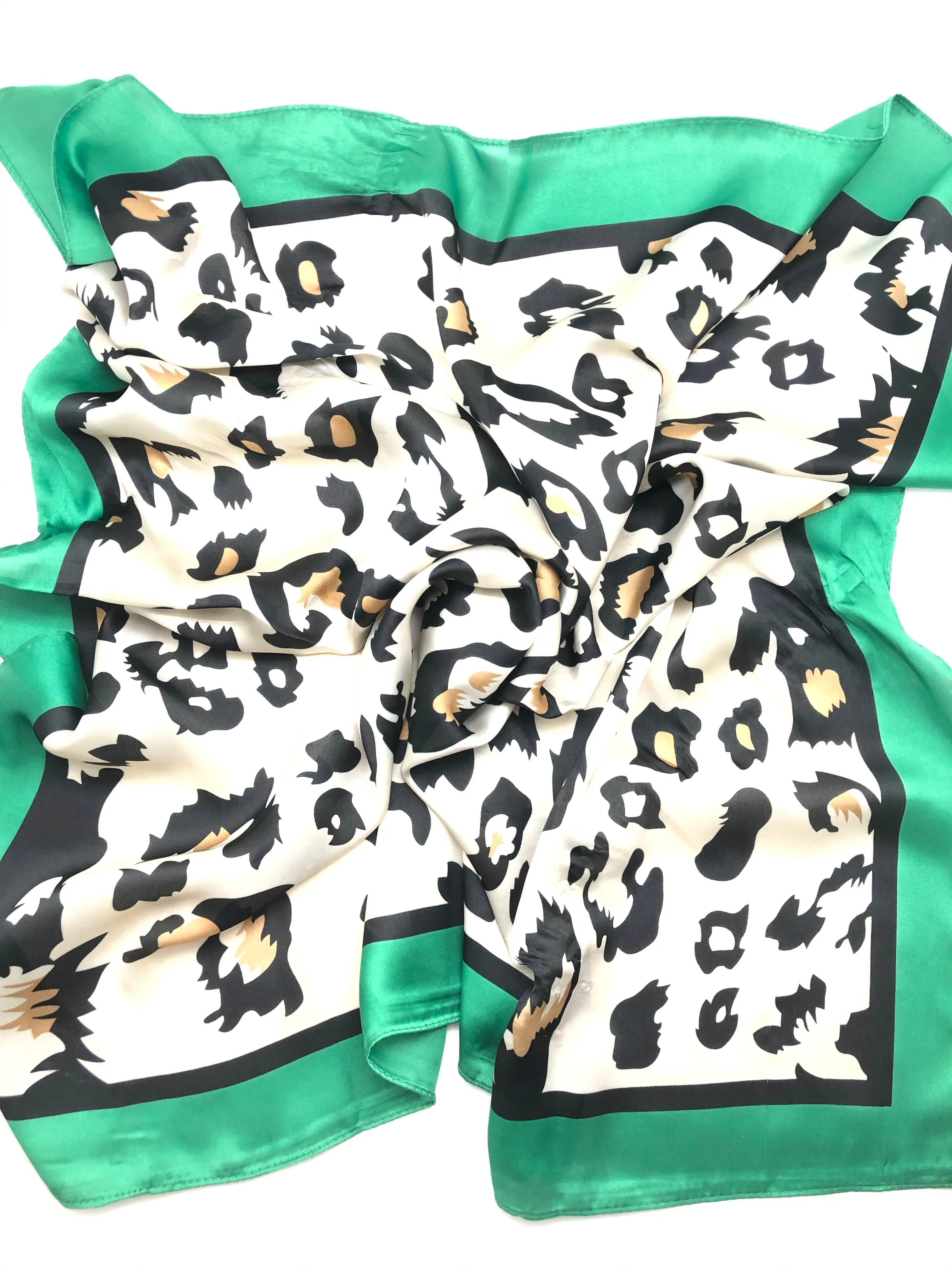 Leopard Silk Scarf - Green
