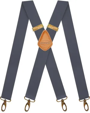 MENDENG Suspenders for Men Heavy Duty Swivel Hooks Retro X-Back Adjustable Brace