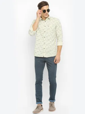 Navy Blue Narrow Fit Self Design Trouser