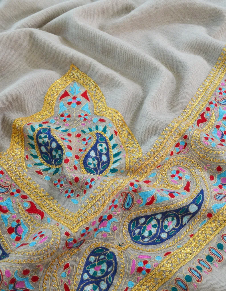 Sozni & Tilla On Natural Base Pashmina 5378