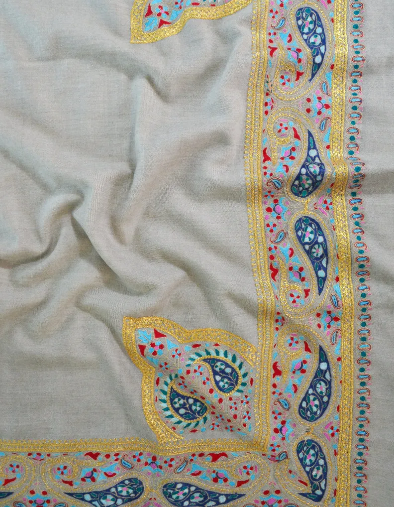 Sozni & Tilla On Natural Base Pashmina 5378