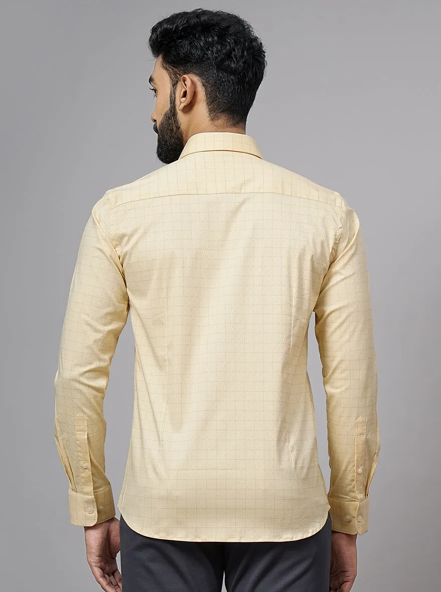 Yellow Checked Slim Fit Formal Shirt | JadeBlue